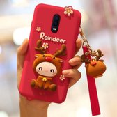 Lovely Reindeer Full Package Anti Falling Silicone Sleeve voor OPPO R17 (rood)