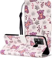 Voor Samsung Galaxy M31 Olie Reliëf Gekleurde Tekening Patroon Horizontale Flip PU Lederen Case met Houder & Kaartsleuven & Portemonnee (Kleine Beer)