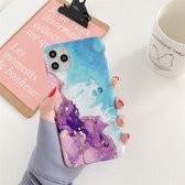 Voor iPhone 12/12 Pro Ocean Wave Coral TPU Smooth Marbled IMD Mobile Phone Case (Purple SD5)