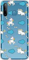 Voor Galaxy A21 schokbestendig geverfd transparant TPU beschermhoes (Clound Horse)