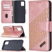 Voor Samsung Galaxy A31 Bijpassende Kleur Krokodil Textuur Horizontale Flip PU Lederen Case met Portemonnee & Houder & Kaartsleuven (Rose Goud)