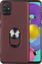 Voor Galaxy A51 / M40s 360 roterende multifunctionele stent PC + TPU-hoes met magnetische onzichtbare houder (Jujube Red)