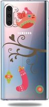 Voor Galaxy Note10 Trendy schattig kerstpatroon doorzichtig TPU beschermhoes (geschenkvogel)