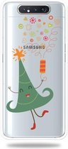 Voor Galaxy A80 Trendy schattig kerstpatroon doorzichtig TPU beschermhoes (vrolijke kerstboom)