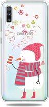 Voor Galaxy A50 Trendy Cute Christmas Patterned Clear TPU Beschermhoes (Fireworks Snowman)