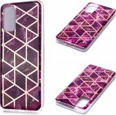 Voor Galaxy S20 + Plating Marble Pattern Soft TPU beschermhoes (paars)