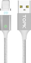 TOPK 2m USB naar 8-pins magnetisch gevlochten snellaadsynchronisatiegegevenskabel (zilver)