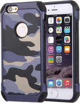 Voor iPhone 6 & 6s Camouflagepatronen Schokbestendig Tough Armor PC + siliconen combinatiebehuizing (donkerblauw)