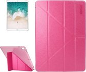 ENKAY voor iPad Pro 10,5 inch zijdetextuur + kunststof bodembehuizing Horizontale vervorming Flip lederen tas met drievoudige houder en slaapfunctie (magenta)