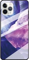 Voor iPhone 11 Mode Marmer Gehard Glas Case Beschermende Shell Glas Cover Telefoon Case (Rock Purple)