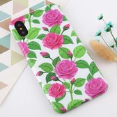 Voor iPhone X / XS Bloempatroon TPU Protecitve Case (Pink Rose)