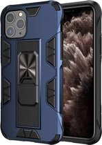 Voor iPhone 11 Pro Max Armor schokbestendig TPU + pc magnetische beschermhoes met onzichtbare houder (blauw)
