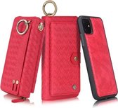 Voor iPhone 11 POLA Multifunctionele Fashion Weave Magnetische Horizontale Flip Leren Case met Kaartsleuven & Portemonnee & Fotolijst & Lanyard (Rood)