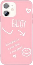 Voor iPhone 11 Geniet van Emoticon Hartvormig Patroon Kleurrijk Frosted TPU Telefoon Beschermhoes (Roze)