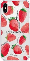 Voor iPhone X / XS patroon TPU beschermhoes (Love Strawberry)