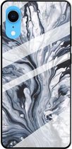 Voor iPhone XR marmeren patroon glas beschermhoes (inkt zwart)