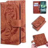Voor Nokia 6.2 / 7.2 Tiger Embossing Pattern Horizontale Flip lederen tas met houder & kaartsleuven & portemonnee (bruin)