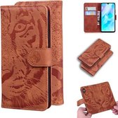 Voor Huawei P30 Lite / nova 4e Tijger Embossing Patroon Horizontale Flip Leren Case met Houder & Kaartsleuven & Portemonnee (Bruin)