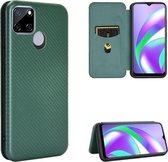 Voor OPPO Realme Narzo 20 / Realme C12 Koolstofvezel Textuur Magnetische Horizontale Flip TPU + PC + PU lederen tas met kaartsleuf (groen)