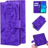 Voor Huawei P smart (2019) Tijger Embossing Patroon Horizontale Flip Leren Case met Houder & Kaartsleuven & Portemonnee (Paars)