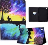 Voor Lenovo Tab M10 Plus Gekleurde Tekening Horizontale Flip Leren Case met Houder & Kaartsleuven & Slaap / Wekfunctie (Sterrenhemel Reflectie)
