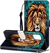Voor Samsung Galaxy A52 5G Olie Reliëf Gekleurde Tekening Patroon Horizontale Flip PU Lederen Case met Houder & Kaartsleuven & Portemonnee (Leeuw)