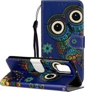 Voor Samsung Galaxy A52 5G Olie Reliëf Gekleurde Tekening Patroon Horizontale Flip PU Lederen Case met Houder & Kaartsleuven & Portemonnee (Blauwe Uil)