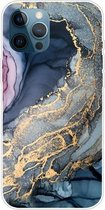 Marmeren patroon schokbestendige TPU beschermhoes voor iPhone 12 Pro Max (abstract goud)