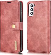 Voor Samsung Galaxy S21 5G DG.MING Crazy Horse Texture Flip afneembare magnetische lederen tas met houder & kaartsleuven & portemonnee (rood)