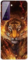 Voor Samsung Galaxy S21 5G schokbestendig geverfd transparant TPU beschermhoes (Flame Tiger)