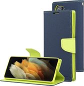 Voor Samsung Galaxy S21 5G GOOSPERY FANCY DAGBOEK Horizontale Flip PU lederen tas met houder & kaartsleuven & portemonnee (marineblauw)