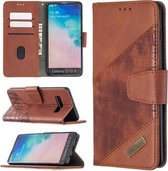Voor Samsung Galaxy S10 Plus Bijpassende Kleur Krokodil Textuur Horizontale Flip PU Lederen Case met Portemonnee & Houder & Kaartsleuven (Bruin)