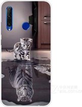 Voor Huawei Honor 20 Lite Gekleurd tekeningpatroon Zeer transparant TPU beschermhoes (Cat Tiger)