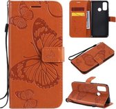 Voor Huawei P Smart (2020) 3D Vlinders Embossing Patroon Horizontale Flip Leren Case met Houder & Kaartsleuf & Portemonnee (Oranje)