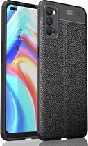 Voor OPPO Reno 4 Litchi Texture TPU schokbestendig hoesje (zwart)