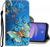 Voor Vivo S1 Pro 3D Gekleurde Tekening Horizontale Flip PU Leren Case met Houder & Kaartsleuven & Portemonnee (Jade Vlinder)
