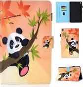 Voor Amazon Kindle Fire HD 8 Gekleurde tekening stiksels Horizontale flip lederen tas, met houder en kaartsleuven (Panda)