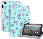 Voor Amazon Fire HD 8 horizontale lederen flip-hoes, met kaartsleuven en houder en fotolijst (cartoonbeer)