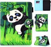 Voor Amazon Kindle Paperwhite 4 2018 Gekleurde Tekening Stiksels Horizontale Flip Leren Case, met Houder & Kaartsleuven (Panda)