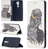 Voor OPPO A5 (2020) Gekleurd tekeningpatroon Onzichtbaar Magnetisch Horizontaal Flip PU-lederen tas met houder & kaartsleuven & portemonnee (meisje)