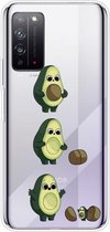 Voor Huawei Honor X10 gekleurd tekeningpatroon zeer transparant TPU beschermhoes (avocado)