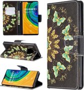 Voor Huawei Mate 30 Pro Gekleurde Tekening Horizontale Flip Leren Case met Houder & Kaartsleuven & Portemonnee (Halve Cirkel Vlinder)