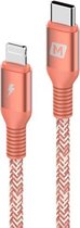 MOMAX 0,3 m Type-C / USB-C naar 8-pins PD snelladende gevlochten kabel (koraalrood)