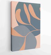 Botanical wall art vector set. Earth tone boho foliage line art drawing with abstract shape 4 - Moderne schilderijen – Vertical – 1881805192 - 115*75 Vertical
