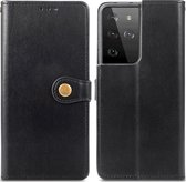 Samsung Galaxy S21 Ultra Hoesje - Mobigear - Snap Button Serie - Kunstlederen Bookcase - Zwart - Hoesje Geschikt Voor Samsung Galaxy S21 Ultra