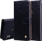 Business Style Oil Wax Texture Horizontale Flip Leather Case voor Huawei Y6 (2019) / Honor 8A, met houder & kaartsleuven & portemonnee (zwart)