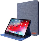 Horizontale flip TPU + stof PU lederen beschermhoes met naamkaartclip voor iPad Air (2020) 10.9 (donkerblauw)