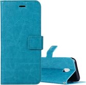 Voor Galaxy J5 (2017) (EU-versie) Crazy Horse Texture Horizontale Flip lederen tas met houder & kaartsleuven & portemonnee & fotolijst (blauw)