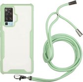Voor vivo X50 Pro acryl + kleur TPU schokbestendig hoesje met nekkoord (avocado)