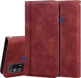 Voor Samsung Galaxy M31 Frosted Business Magnetische horizontale Flip PU lederen tas met houder & kaartsleuf & lanyard (bruin)